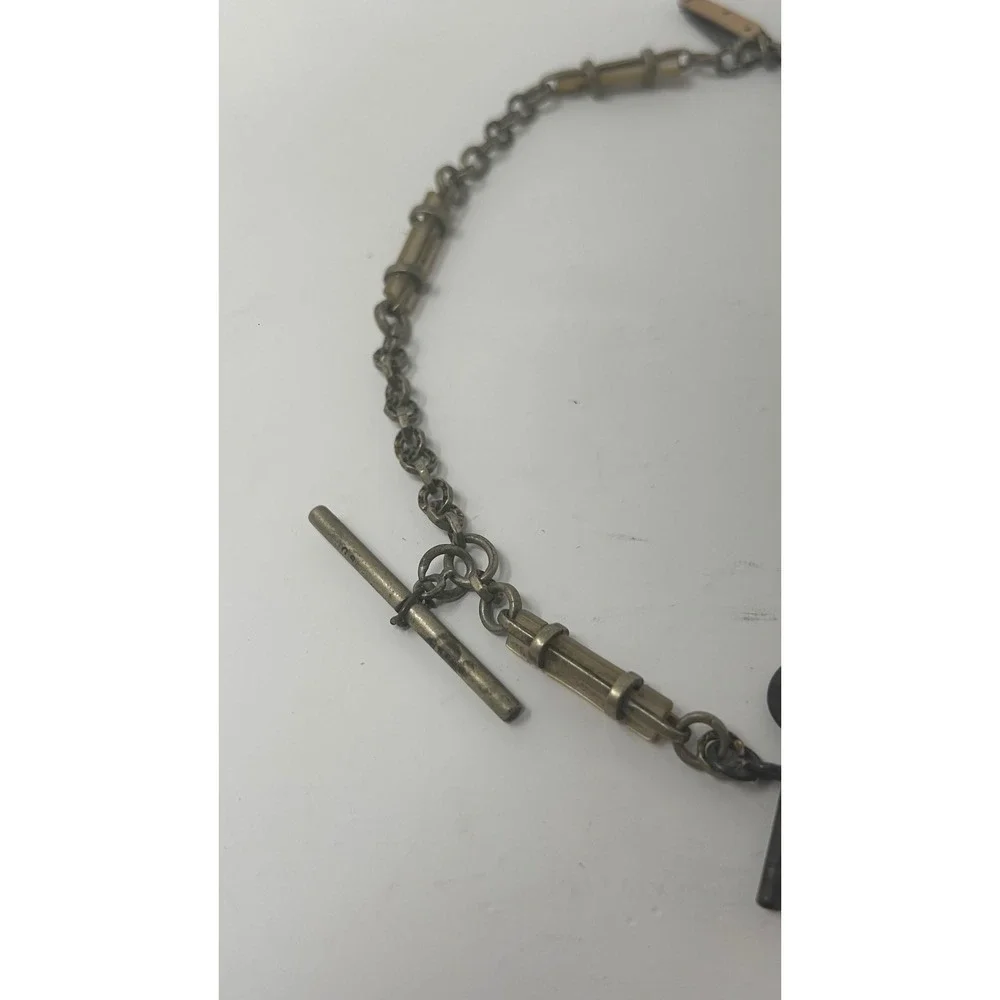 Antique OMD Albert Pocket Watch Chain T-Bar Horn Links Gold‎ Filled 14in